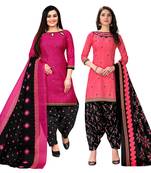 multicolor cotton blend printed unstitched salwar suit material (combo of 2)
