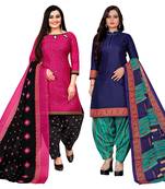 multicolor cotton blend printed unstitched salwar suit material (combo of 2)
