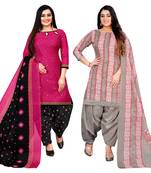 multicolor cotton blend printed unstitched salwar suit material (combo of 2)