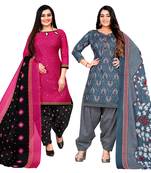 multicolor cotton blend printed unstitched salwar suit material (combo of 2)