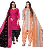 multicolor cotton blend printed unstitched salwar suit material (combo of 2)