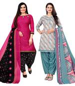 multicolor cotton blend printed unstitched salwar suit material (combo of 2)