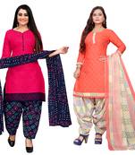 multicolor cotton blend printed unstitched salwar suit material (combo of 2)
