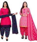 multicolor cotton blend printed unstitched salwar suit material (combo of 2)