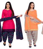 multicolor cotton blend printed unstitched salwar suit material (combo of 2)