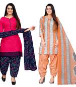 multicolor cotton blend printed unstitched salwar suit material (combo of 2)