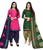 Rajnandini multicolor cotton blend printed unstitched salwar suit material (combo of 2)