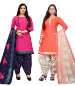 multicolor cotton blend printed unstitched salwar suit material (combo of 2)