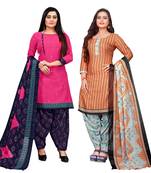 multicolor cotton blend printed unstitched salwar suit material (combo of 2)