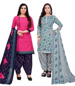 multicolor cotton blend printed unstitched salwar suit material (combo of 2)