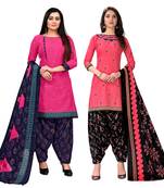 multicolor cotton blend printed unstitched salwar suit material (combo of 2)