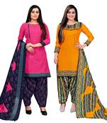 multicolor cotton blend printed unstitched salwar suit material (combo of 2)