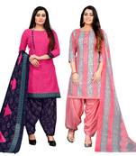 Rajnandini multicolor cotton blend printed unstitched salwar suit material (combo of 2)