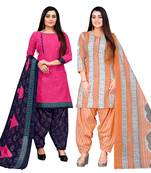multicolor cotton blend printed unstitched salwar suit material (combo of 2)
