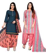 Rajnandini multicolor cotton blend printed unstitched salwar suit material (combo of 2)