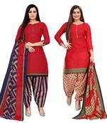 multicolor cotton blend printed unstitched salwar suit material (combo of 2)