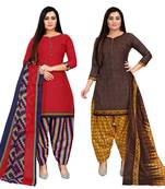 multicolor cotton printed unstitched salwar suit material (combo of 2)