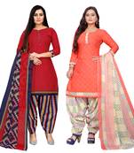 multicolor cotton blend printed unstitched salwar suit material (combo of 2)