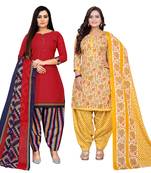 multicolor cotton blend printed unstitched salwar suit material (combo of 2)