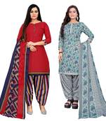 multicolor cotton blend printed unstitched salwar suit material (combo of 2)