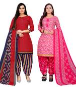 multicolor cotton blend printed unstitched salwar suit material (combo of 2)