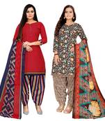 multicolor cotton blend printed unstitched salwar suit material (combo of 2)