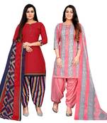 Rajnandini multicolor cotton blend printed unstitched salwar suit material (combo of 2)