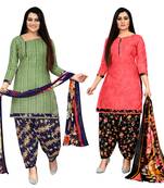 Rajnandini multicolor cotton blend printed unstitched salwar suit material (combo of 2)
