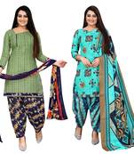 multicolor cotton blend printed unstitched salwar suit material (combo of 2)
