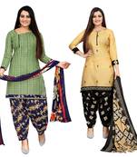 multicolor cotton blend printed unstitched salwar suit material (combo of 2)