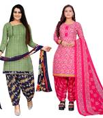 multicolor cotton blend printed unstitched salwar suit material (combo of 2)