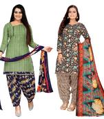 multicolor cotton blend printed unstitched salwar suit material (combo of 2)