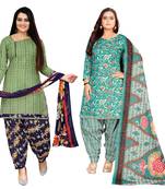 multicolor cotton blend printed unstitched salwar suit material (combo of 2)