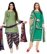 multicolor cotton blend printed unstitched salwar suit material (combo of 2)
