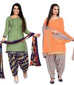 multicolor cotton blend printed unstitched salwar suit material (combo of 2)