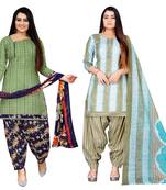 multicolor cotton blend printed unstitched salwar suit material (combo of 2)