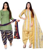 multicolor cotton blend printed unstitched salwar suit material (combo of 2)
