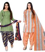 multicolor cotton blend printed unstitched salwar suit material (combo of 2)