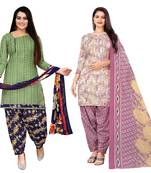 multicolor cotton blend printed unstitched salwar suit material (combo of 2)
