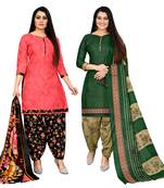 Rajnandini women multicolor cotton printed ready to wear patiala salwar suit combo pack of 2