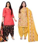 Rajnandini multicolor cotton blend printed unstitched salwar suit material (combo of 2)