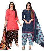 Rajnandini multicolor cotton blend printed unstitched salwar suit material (combo of 2)