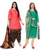 Rajnandini multicolor cotton blend printed unstitched salwar suit material (combo of 2)