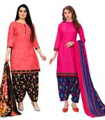Rajnandini multicolor cotton blend printed unstitched salwar suit material (combo of 2)