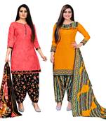 Rajnandini multicolor cotton blend printed unstitched salwar suit material (combo of 2)