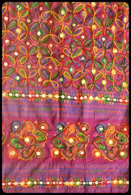 Purple Multicolour Kutch Aari work Embroidery with mirror work fully done over Dupatta 2