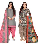 Rajnandini multicolor cotton blend printed unstitched salwar suit material (combo of 2)