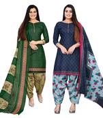 multicolor cotton blend printed unstitched salwar suit material (combo of 2)