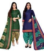 multicolor cotton blend printed unstitched salwar suit material (combo of 2)
