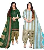 multicolor cotton blend printed unstitched salwar suit material (combo of 2)